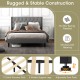 Adjustable foot pads on the full/queen upholstered platform bed ensure stability on uneven surfaces for enhanced.