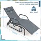 Gray outdoor chaise lounge glider chair dimensions shown, featuring a sturdy metal frame and 360 lbs maximum load.