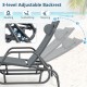 Gray outdoor chaise lounge glider chair with a 3-level adjustable backrest, perfect for reading, sunbathing, or napping.