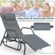 Gray outdoor chaise lounge glider chair with adjustable backrest and removable pillow, perfect for family relaxation.