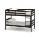 Solid wood twin over twin bunk bed frame in espresso with high guardrails and integrated ladder for kids' safety.