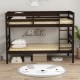 Espresso twin over twin bunk bed frame featuring a sleek design and integrated ladder, perfect for maximizing space in.