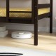 Solid wood twin over twin bunk bed frame in espresso with high guardrails and integrated ladder, ideal for kids' rooms.