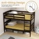 Espresso twin over twin bunk bed frame with anti-tilting design and full-length guardrails for enhanced safety and.