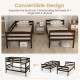 Solid wood twin over twin bunk bed frame in espresso, convertible to two separate beds with high guardrails and.
