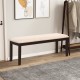 Upholstered ottoman bench in beige with padded cushion, perfect for entryways or living rooms, supporting up to 660 lbs.