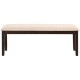 Upholstered ottoman bench with padded beige cushion, sturdy frame, ideal for entryways or living rooms.