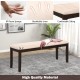 Upholstered ottoman bench in beige with padded cushion, designed for comfort and elegance in living rooms or entryways.