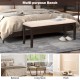 Upholstered ottoman bench in beige with padded cushion, ideal for living room, bedroom, or porch seating.