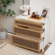 3-drawer rattan dresser chest in brown with sturdy legs and anti-toppling device, ideal for living room or bedroom.