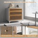 3-drawer rattan dresser chest in brown with metal knobs and slide rails, ideal for bedroom or living room storage.