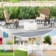 Patio glider rocking chair with tan cushion and curved armrests, perfect for outdoor relaxation in gardens or patios.