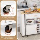 Reversible folding kitchen island cart with a rubber wood countertop and 360° swivel casters for easy movement and.