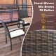 Hand-woven mix brown PE rattan dining chairs with soft cushions, designed for comfort and elegance in outdoor spaces.