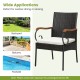 Single patio dining chair made of hand-woven PE rattan with detachable cushion, ideal for outdoor dining or relaxing.