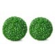 Two 19.5-inch faux boxwood topiary balls with vibrant green leaves and delicate white flowers, perfect for indoor or.