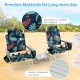 Two green 5-position outdoor folding beach chairs with a side table, made of durable PVC and aluminum for long-term use.