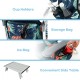 Folding beach chair set with cup holders, storage bag, and side table, perfect for outdoor relaxation and convenience.