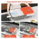 Expandable dish drying rack shown in two sizes, featuring stainless steel and detachable utensil holder for versatile.