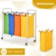 4-section laundry sorter with removable bags, 136L capacity, made of waterproof polyester, ideal for clothes sorting.