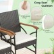 Cozy seat cushion with zippered cover on a hand-woven PE rattan chair, perfect for outdoor dining comfort.