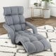 Adjustable gray floor chair with 6-position backrest and 8-position footrest, perfect for relaxation in any room.