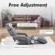 Gray 6-position adjustable floor chair with armrests and footrest, perfect for living rooms and relaxation.