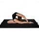 Folding 4' x 8' x 2" black gymnastics mat, ideal for yoga, dance, and exercise, featuring a hand carry belt for.