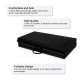 Folding 4' x 8' x 2" black gymnastic mat with zipper panels, ideal for yoga, dancing, and easy transport.