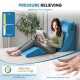 Orthopedic bed wedge pillow set in blue, featuring high-density foam for pain relief and versatile support on bed or.