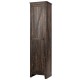 Tall slim linen tower bathroom storage cabinet in walnut finish with four shelves, ideal for organizing various spaces.