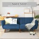 Navy convertible futon sofa bed with adjustable backrest and wood legs, perfect for small living rooms or offices.