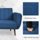 Navy convertible futon sofa bed with breathable fabric and high-density sponge, ideal for living room relaxation.
