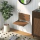 Wall-mounted foldable bathroom bench in brown HIPS with stainless steel frame, ideal for space-saving and shoe changing.