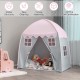 Portable pink indoor kids play castle tent with breathable windows, sturdy fiberglass frame, and anti-slip bottom for.