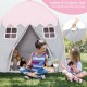 Portable pink kids play castle tent with breathable windows, ideal for indoor and outdoor fun, easy to carry and store.