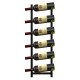 Wall mounted wine rack displaying six bottles, featuring a sleek design for space-saving home decor.