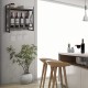 Industrial wall mounted wine rack with 3 stem glass holders, featuring a heavy-duty metal frame and rustic design for.