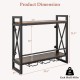 Industrial wall-mounted wine rack with 2-tier shelf and 3 glass holders, perfect for home bar or kitchen storage.