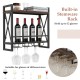 Industrial wall-mounted wine rack with 3 stem glass holders, featuring a heavy-duty metal frame for home bar use.