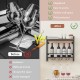 Industrial wall-mounted wine rack with 3 stem glass holders, featuring a heavy-duty metal frame for space-saving.