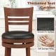 Brown bar stool featuring a thickened PU upholstered seat, soft sponge filling, and a sturdy rubber wood frame.
