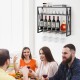 3-tiers industrial wall-mounted wine rack with glass holder, featuring a sturdy metal frame, ideal for dining room.