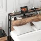 2-tier storage headboard of the Full/Queen bed frame with charging station, showcasing easy access to daily essentials.