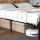 Full/Queen bed frame with 2-tier storage headboard and charging station, featuring under-bed storage and sturdy metal.