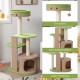 5-tier modern cat tree tower in green featuring a stable wide base and extra supporting board for enhanced safety and.