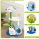 Cute 34.5-inch 4-tier cat tree in blue with sisal scratching posts, plush fabric, and playful jingling balls for.
