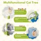 34.5-inch 4-tier cat tree with cozy top perch, leaf-shaped perch, and plush fabric for comfortable napping and play.