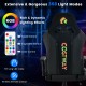 Adjustable 360° swivel gaming chair in black with RGB LED lights, featuring 358 lighting modes and ergonomic design for.