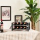 2-tier 8-bottle wine rack in black metal with adjustable foot pads, perfect for organizing wine in kitchens or dining.